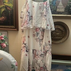 Floral White Midi Dress